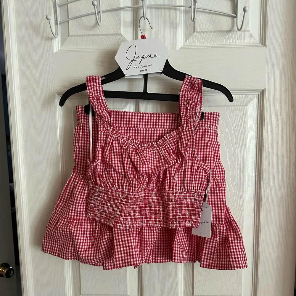 Red Gingham Two piece skirt and tank - Picture 2 of 10